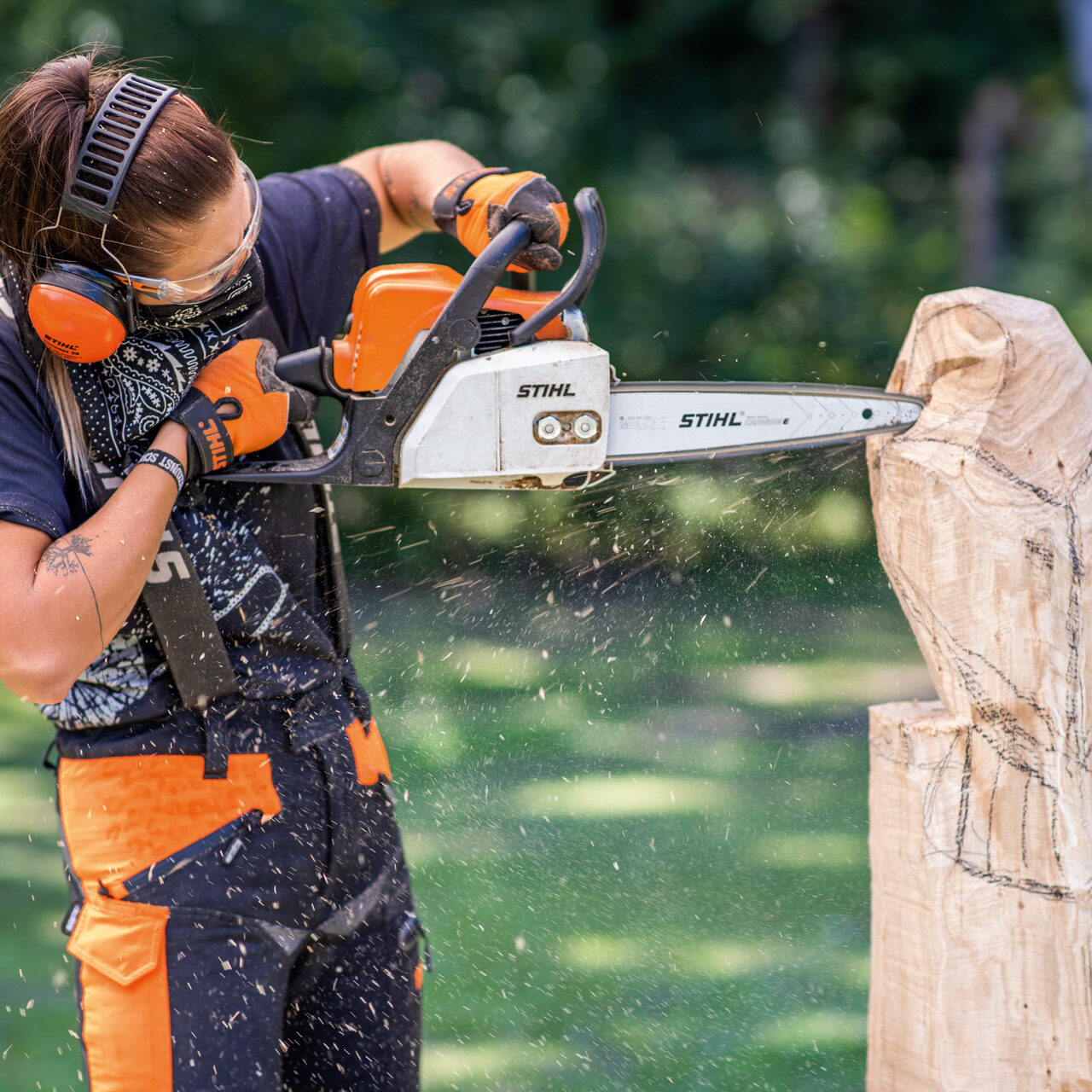 Petrol, Petrol driven carving saw MS 170, Professional users, Pro, professional, Carvers, Carver, carving, Garden , Meadow, Trousers, ADVANCE X-TREEm trousers, Face/hearing protection, Concept 28 ear protectors, Safety glasses, professional, DYNAMIC Light Plus, Protective gloves, DYNAMIC Vent protective gloves